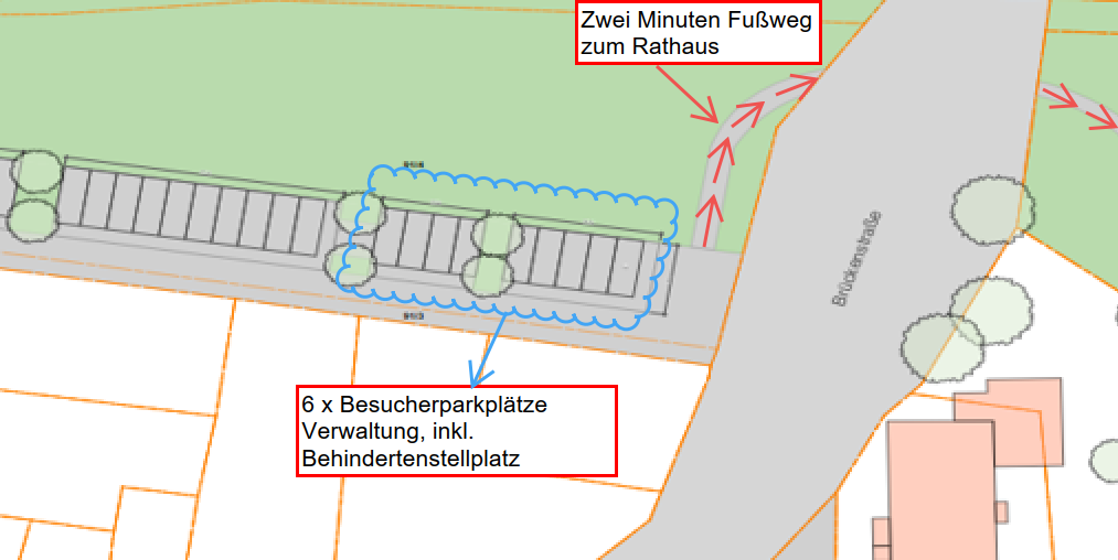 Parkplätze des Rathauses - Erreichbarkeit der Mitarbeiter im Rathaus zukünftig eingeschränkt